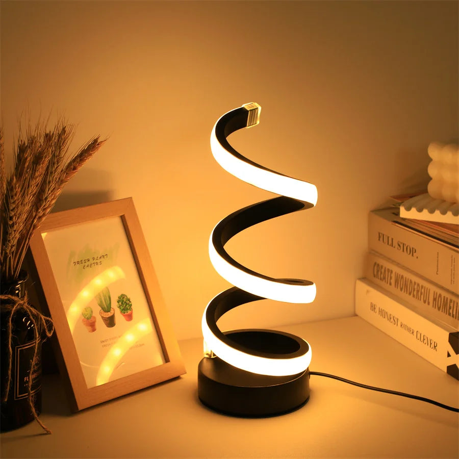 Kamodo™ LED Tafellamp – Moderne USB Spiraal Lamp met Dimbare Warm Witte Verlichting