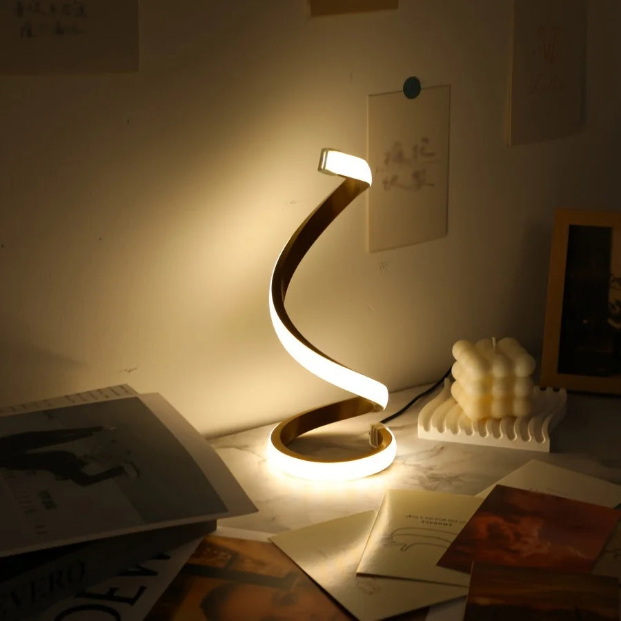 Kamodo™ LED Tafellamp – Moderne USB Spiraal Lamp met Dimbare Warm Witte Verlichting