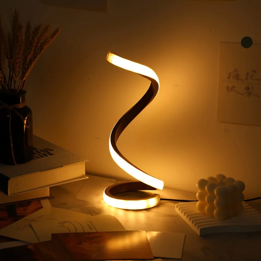 Kamodo™ LED Tafellamp – Moderne USB Spiraal Lamp met Dimbare Warm Witte Verlichting