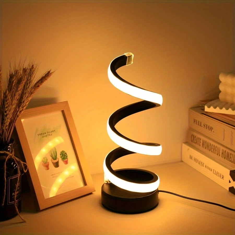 Kamodo™ LED Tafellamp – Moderne USB Spiraal Lamp met Dimbare Warm Witte Verlichting